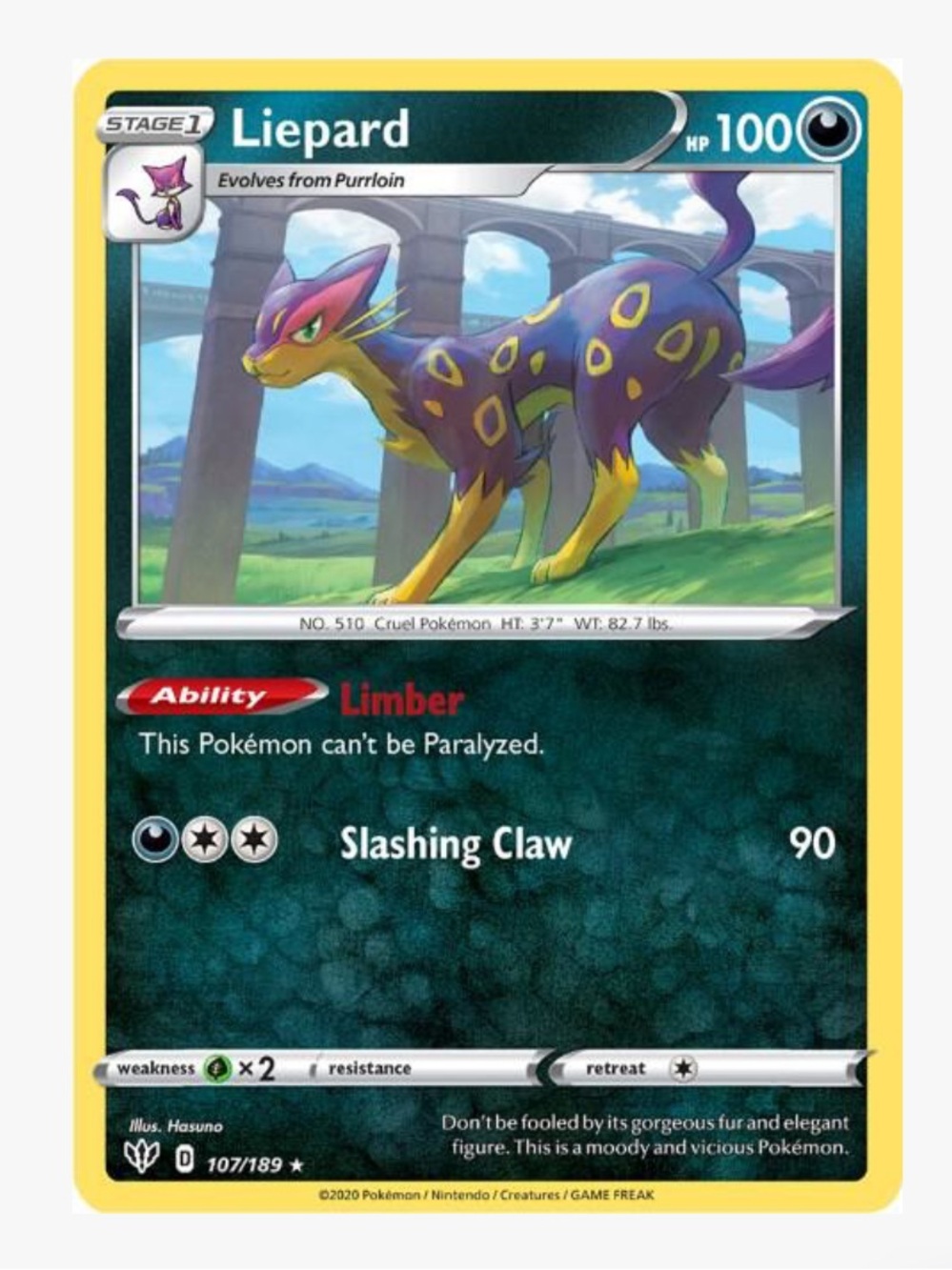Liepard SWSH03: Darkness Ablaze Pokemon Trading Card